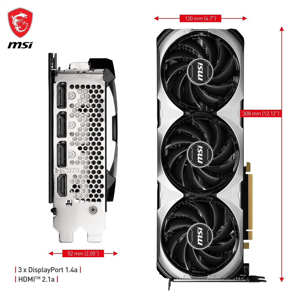 MSI GeForce RTX 4070 Ti SUPER 16G VENTUS 3X OC Graphic Card - NVIDIA GeForce RTX 4070 Ti SUPER GPU, 16GB GDDR6X 256-Bit Memory, 21 Gbps, Pci Express 4 Interface, Upto 2640 MHz, TORX FAN 4.0 - PCIe