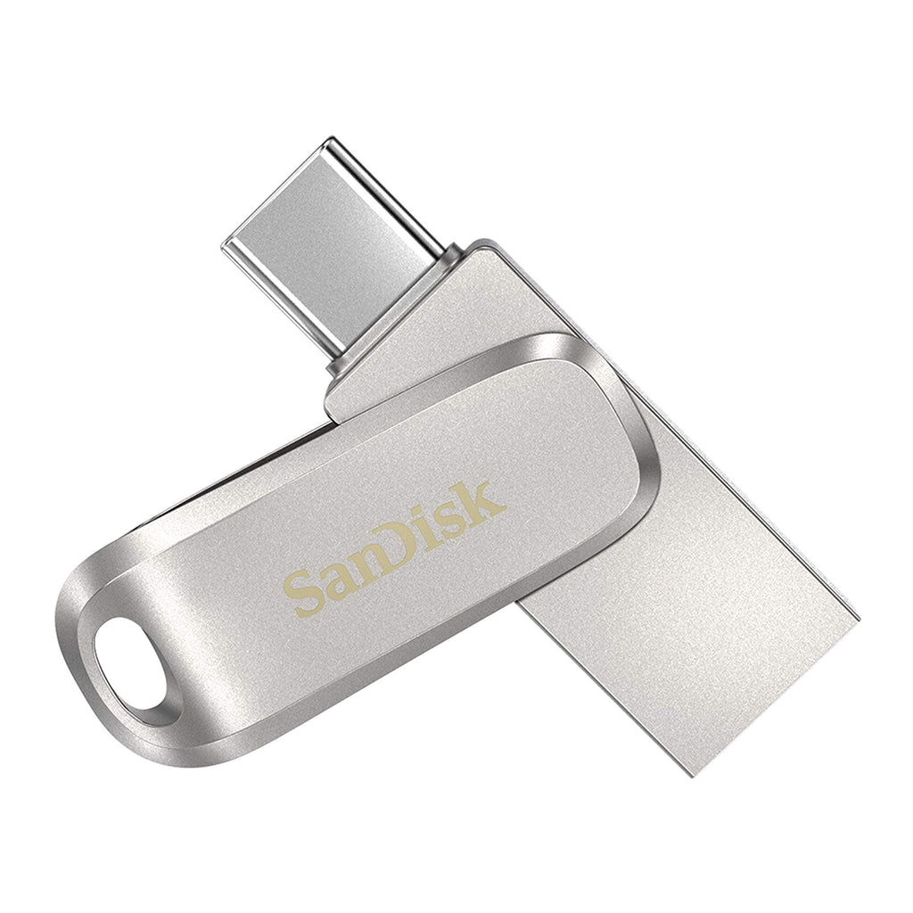 SanDisk Ultra Dual Drive Luxe USB 3.0, USB 2.0 Type-C 256GB, Metal Pendrive for Mobile, Silver