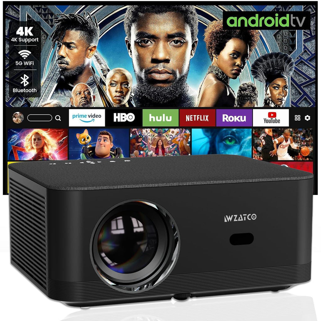 WZATCO Neo Fully Automatic 9000 Lumens, Full HD Native 1080P, 4K HDR Android Projector for Home, (Auto Focus + Auto Keystone), HDMI ARC, Dual WiFi & BT, YouTube, Netflix, Prime & More