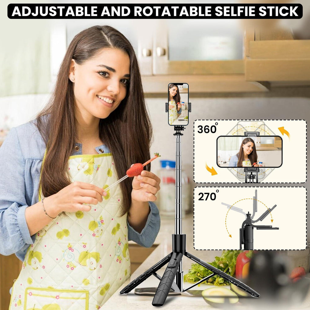 Wecool S5s Selfie Stick with Tripod Stand 360 Degree, Extendable upto 62 inch Long Selfie Stick with 6 Section Stable Base for Mobile/GoPro/Camera, Perfect for Vlogging, PhotoShoot & Virtual Meetings