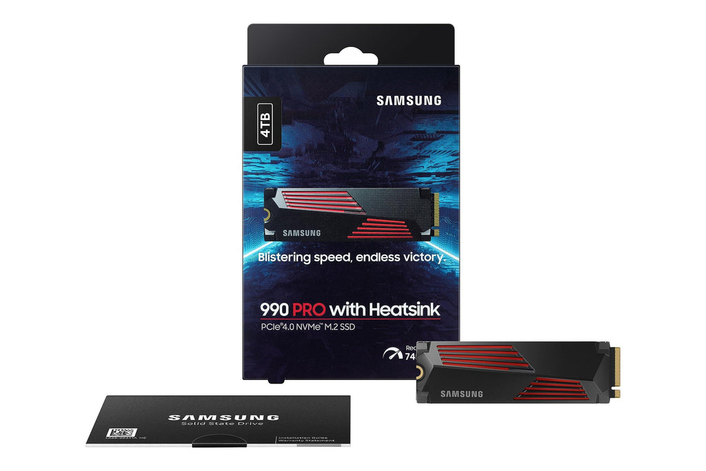 Samsung 990 PRO SSD 4TB PCIe 4.0 M.2 2280 Internal Solid State Hard Drive, Seq. Read Speeds Up to 7,450 MB/s for High End Computing, Gaming, and Heavy Duty Workstations, MZ-V9P4T0B, Black