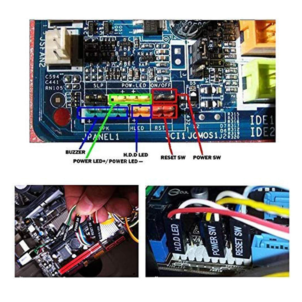 DAHSHA 27inch Computer Case ATX Power On Off Switch Cable With 2 Led Light Red Green Atx Case Front Bezel Wire