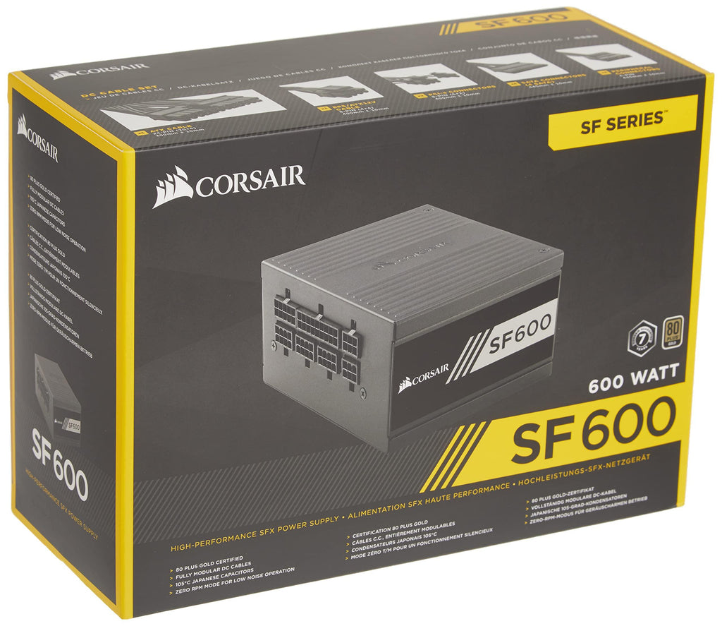 CORSAIR SF Series, SF600, 600 Watt, SFX, 80+ Gold Certified, Fully Modular Power Supply