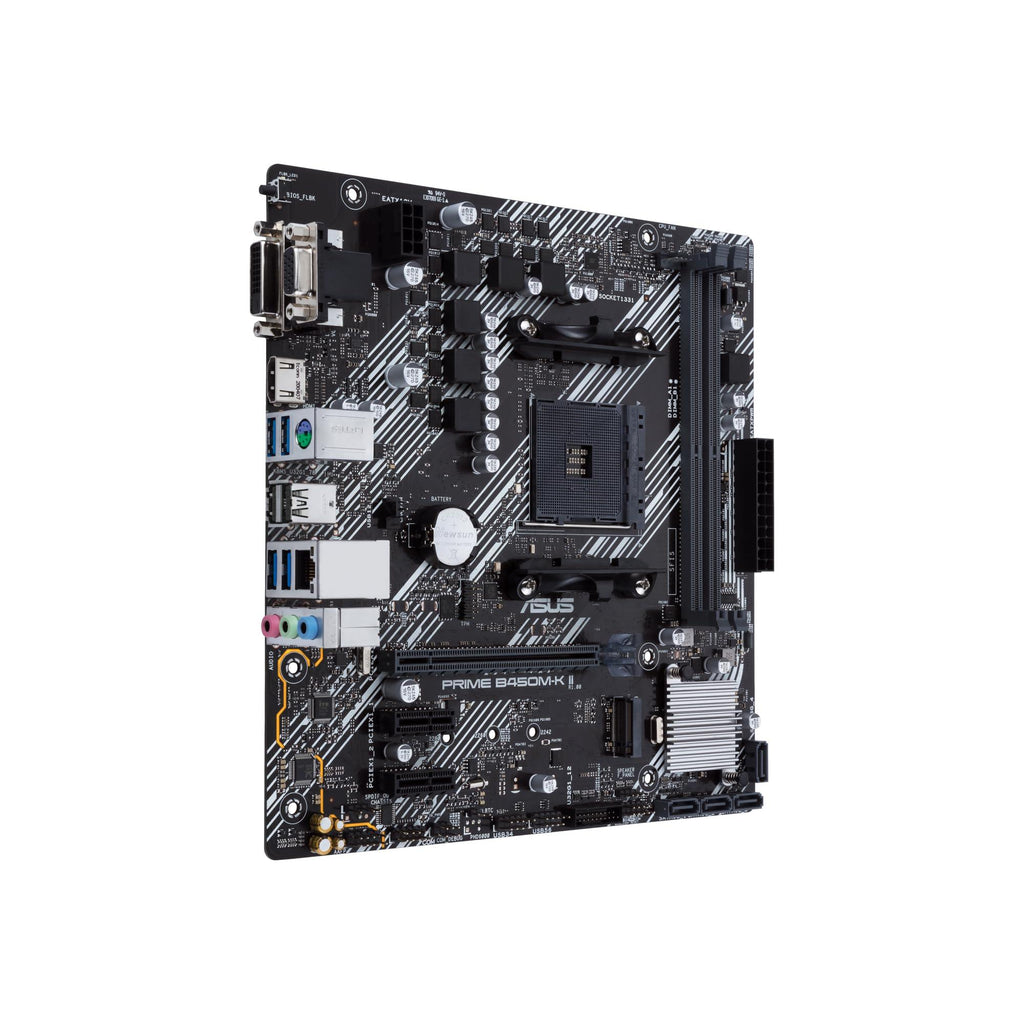 ASUS Prime B450M-K II (AMD AM4 Socket for AMD Ryzen 5000/4000/ 3rd/2nd/1st Gen) DIMM Micro ATX Motherboard with M.2 HDMI/DVI-D/D-Sub SATA 6 Gbps 1 Gb Ethernet USB 3.2 Gen 1 Type-A, BIOS Flashback