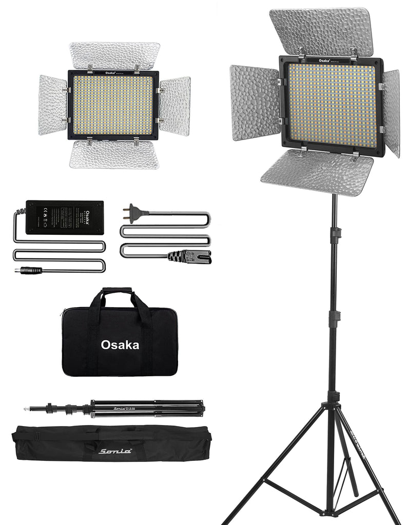 Osaka Bi-Color Dimmable LED Video Light OS 576 Slim 1 Pc Combo kit for All DSLR Camera Video Cameras & Youtube video shooting; 1 AC/DC Adapter; 1 Light Stand 9 Feet; 1 Stand Bag; 1 LED light Carry bag