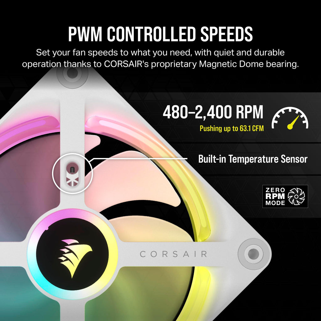 CORSAIR QX RGB Series, iCUE Link QX120 RGB White, 120mm Magnetic Dome RGB Fan, Expansion Kit