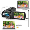 Video Camera Camcorder kimire Digital Camera Recorder Full HD 1080P 15FPS 24MP 3.0 Inch 270 Degree Rotation LCD 16X Digital Zoom Camcorder Camera with 2 Batteries(Black)