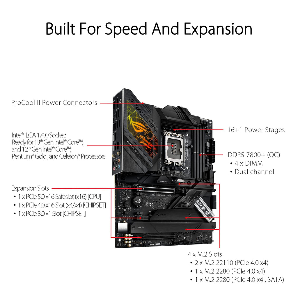 ASUS Rog Strix Z790-H Gaming(WiFi 6E) Lga 1700(Intel12&13Th Gen) ATX Gaming Motherboard(Ddr5-7800 Mt/S,Pcie 5.0 X16 with Q-Release,4Xpcie 4.0 M.2 Slots,USB 3.2 Gen 2X2 Type-C,Front-Panel Connector)