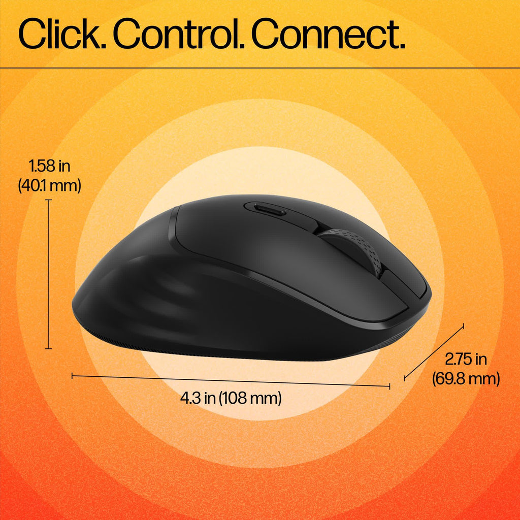 HP M120 Wireless Mouse, USB-A Nano Dongle, 2.4 Ghz Wireless Connection, 6 Buttons, Up to 1600 Dpi, Optical Sensor, Ergonomic Design, 12-Month Battery Life, 3-Year Warranty, 60G±5%, Black, 7J4G4Aa