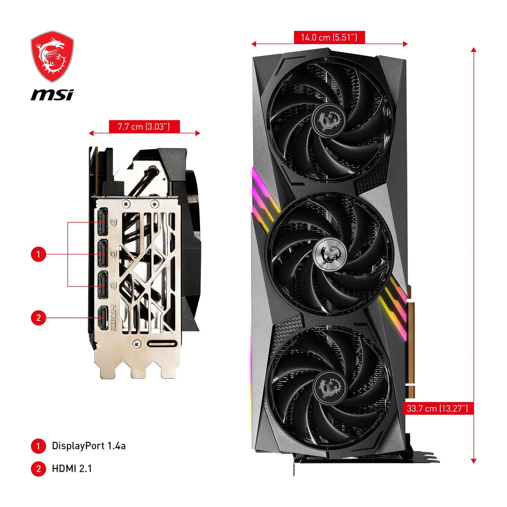 MSI GeForce RTX 4090 Gaming X Trio 24G Graphic Card I NVIDIA GeForce RTX 4090 GPU | 24 GB GDDR6X 384-bit Memory, | 21 Gbps Speed | PCI Express 4 Interface | Upto 2610 MHz | TORX Fan 5.0, Tri FROZR 3