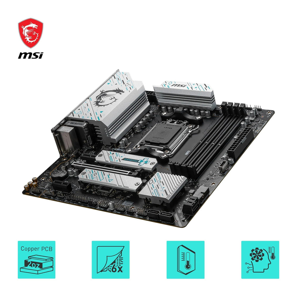 MSI B650M GAMING PLUS WIFI Motherboard, mATX - Supports AMD Ryzen 7000 Series Processors, AM5, DDR5 Memory Boost 7800+MHz/OC, 1 x PCIe 4.0 x16, 2 x M.2 Gen4, Wi-Fi 6E