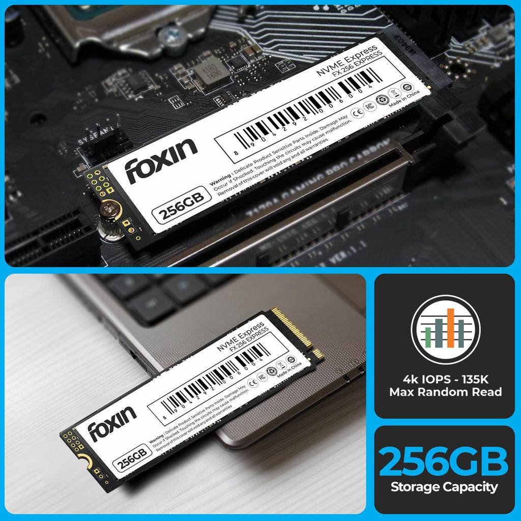 Foxin SSD 256GB NVME | Internal Hard Disk with Micron Chipset, SMI Controller, PCIE 3.0 Interface | Ultra-Low Power Consumption, 5 Years Limited Warranty