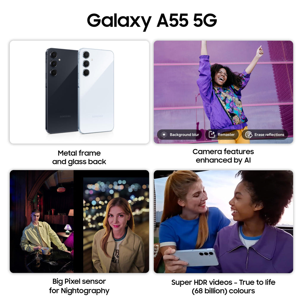 Samsung Galaxy A55 5G (Awesome Navy, 12GB RAM, 256GB Storage) | Metal Frame | 50 MP Main Camera (OIS) | Nightography | IP67 | Corning Gorilla Glass Victus+ | sAMOLED with Vision Booster