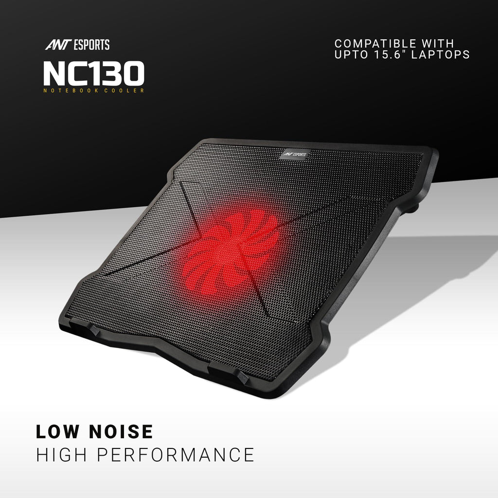 Ant Esports NC130 Ultra Slim and Sturdy Portable Laptop Cooling Pad with 1 * 1 125mm Quiet Red LED,Anti Skid Height Adjustable Stand, 1 USB Ports Supports 10 to 15.6 Inch Laptop