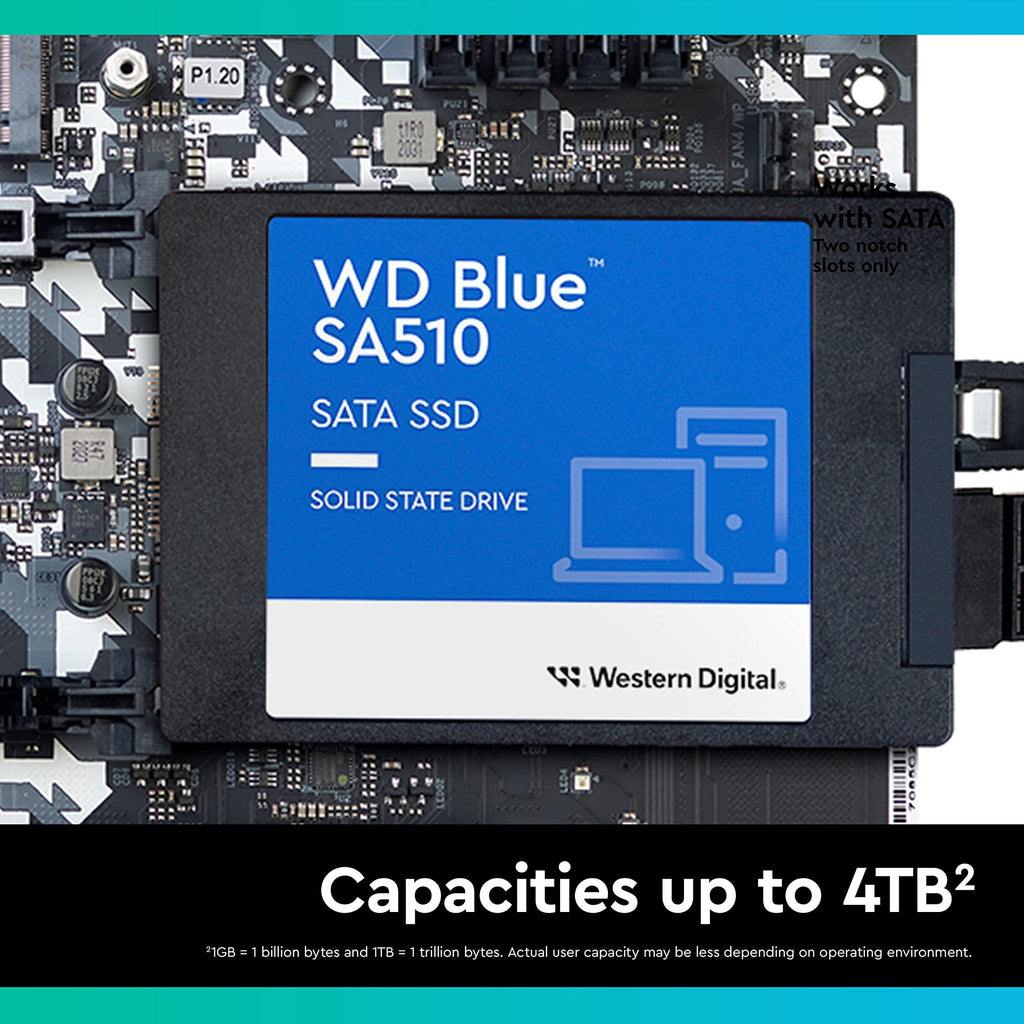 Western Digital WD Blue SA510 SATA 500GB, Up to 560MB/s, 2.5 Inch/7 mm, 5Y Warranty, Internal Solid State Drive (SSD) (WDS500G3B0A)