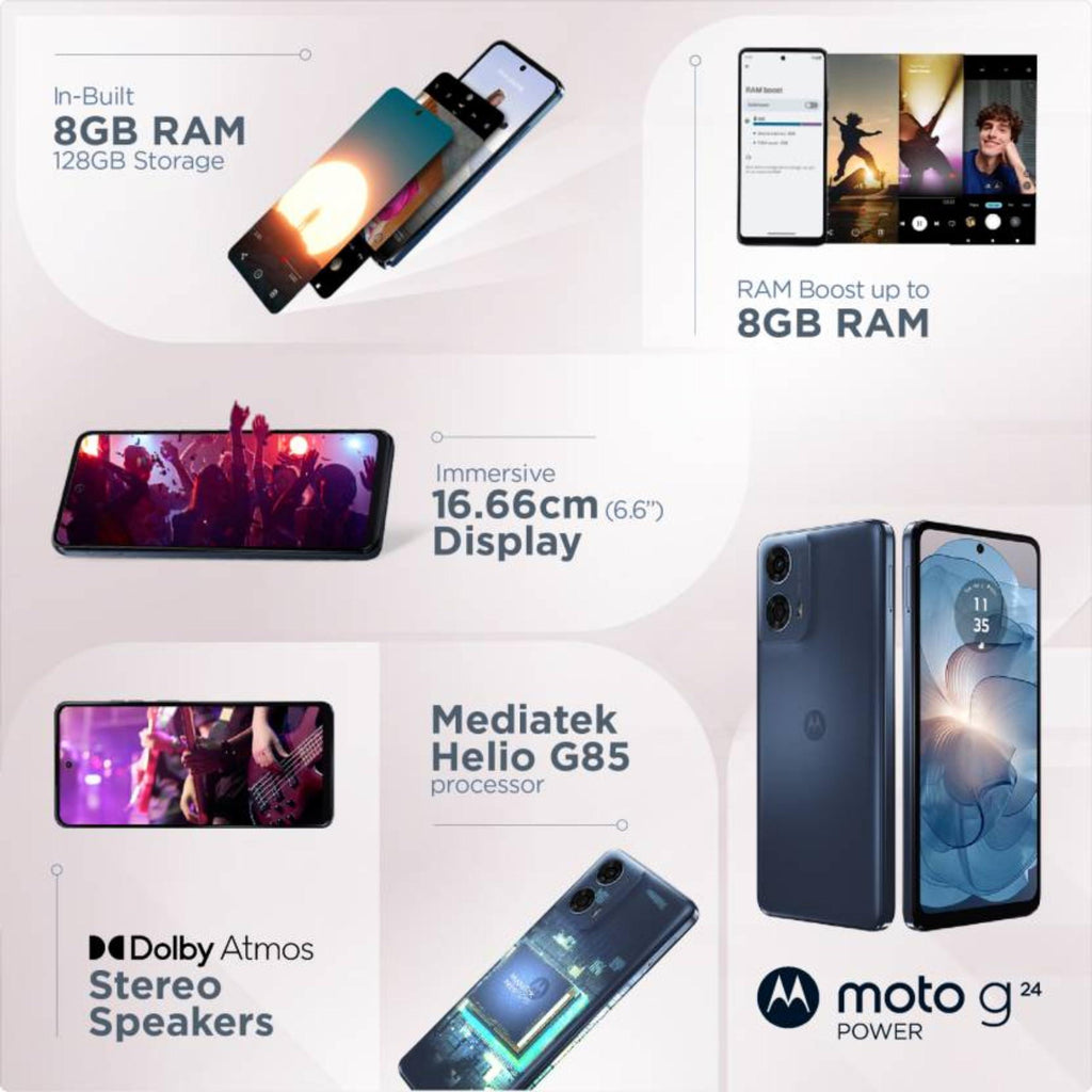 Motorola G24 Power (Ink Blue, 4GB RAM, 128GB Storage) | Expandable Upto 1 TB | up to 8GB with RAM Boost | 50 MP Quad Pixel Camera | MediaTek Helio G85 | 6000 mAh Battery & 33 W TurboPower Charger - Triveni World