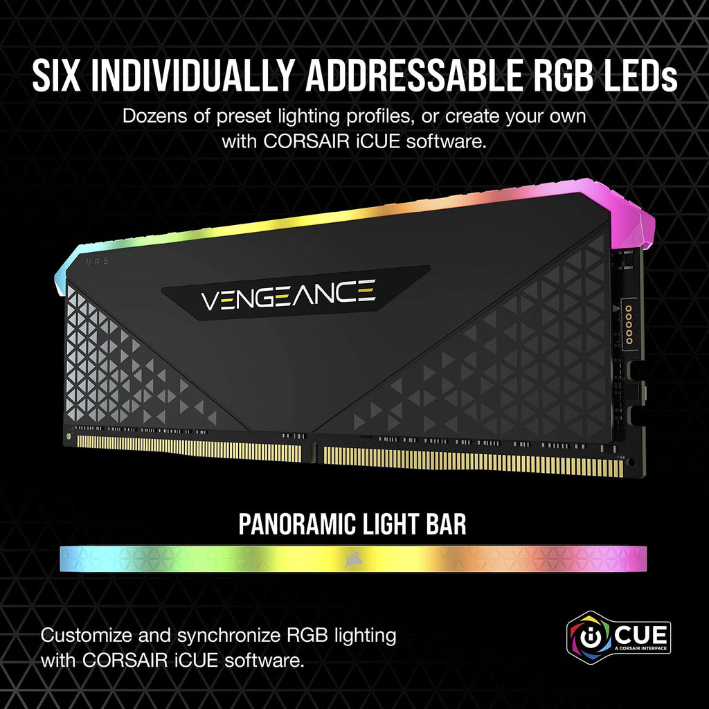 Corsair Vengeance RGB RS 8GB (1 x 8GB) DDR4 DRAM 3200MHz C16 Memory Kit (Black) - CMG8GX4M1E3200C16