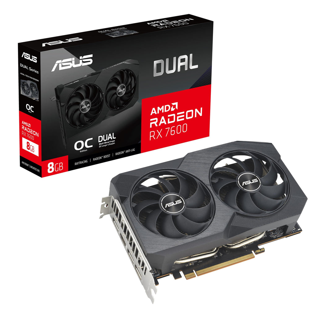 ASUS Dual Radeon Rx 7600 V2 Oc Edition 8Gb Gddr6 Graphics Card (Pcie 4.0, 8Gb Gddr6, Hdmi 2.1, Displayport 1.4A, 2.5-Slot Design, Axial-Tech Fans, Gpu Tweak Iii) - Pci_E_X16