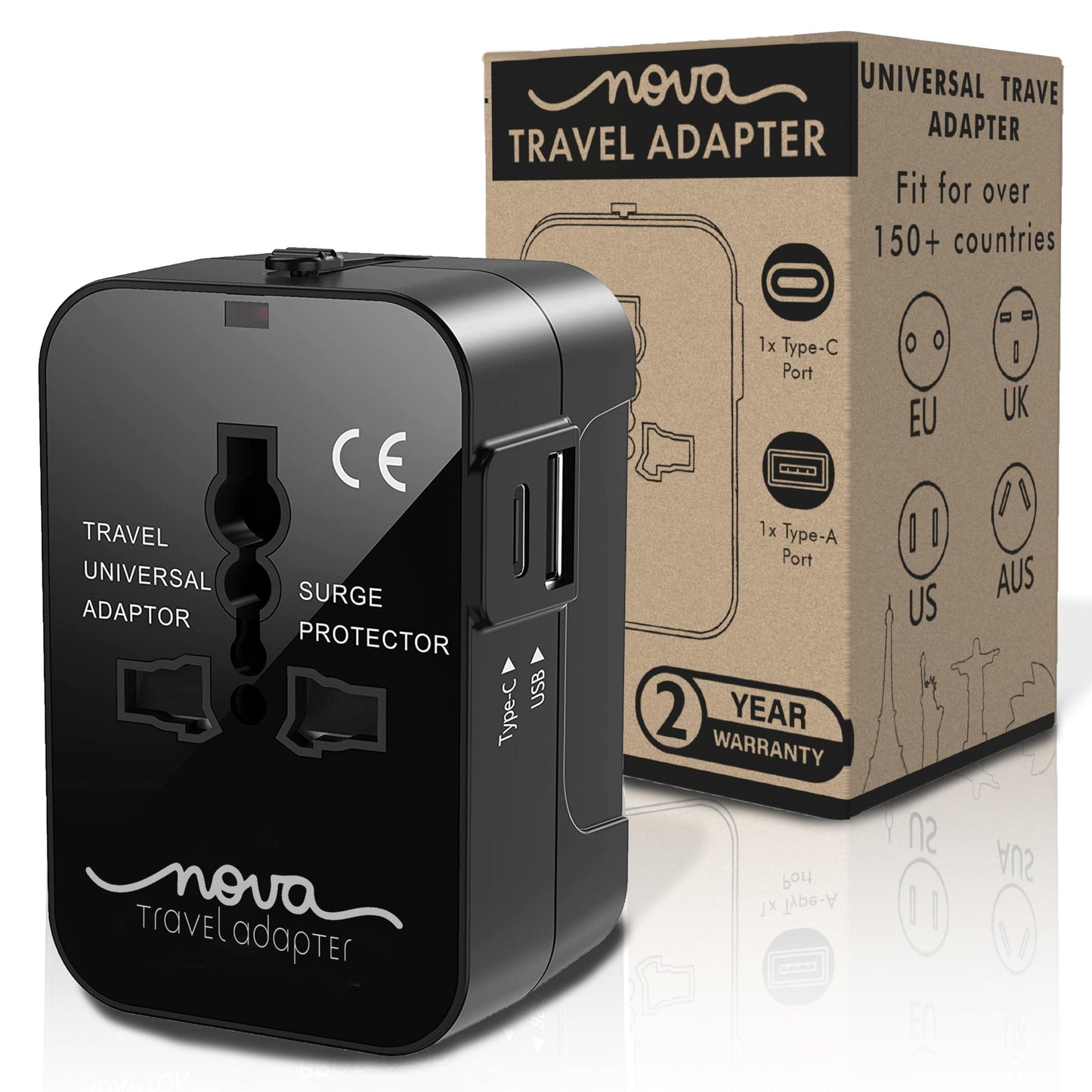 Universal Travel Adapter Universal Adapter and International Travel Adapter Perfect for Multi Country Travel Compatible in Europe Asia UK US Essential for Global Travelers with High Speed USB & USB C