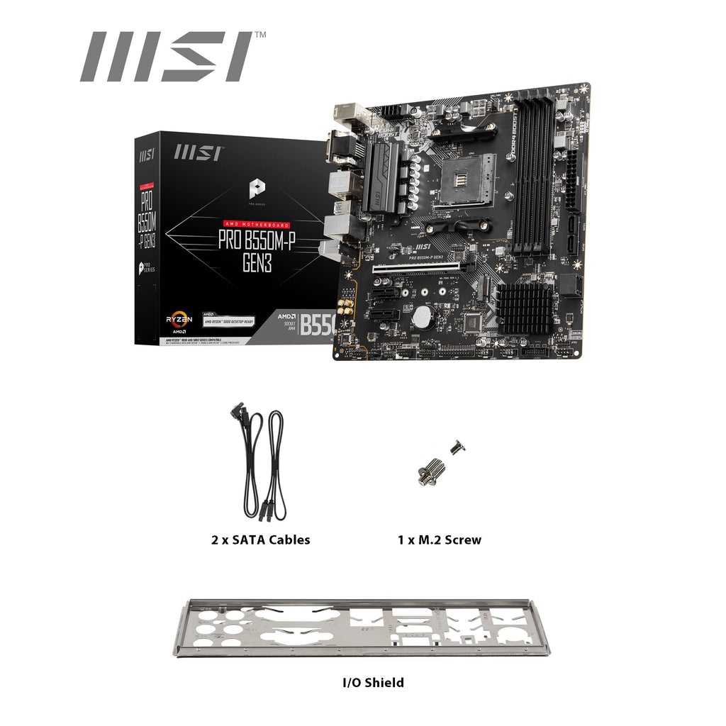 MSI PRO B550M-P GEN3 mATX Gaming Motherboard AMD Socket AM4 DDR4