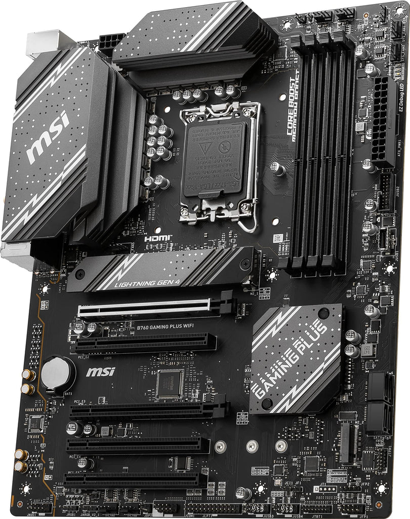 MSI B760 GAMING PLUS WIFI Motherboard, ATX - Supports 14th/13th/12th Gen Intel Core Processors, LGA 1700 - DDR5 Memory Boost 6800+MHz/OC, 2 x PCIe 4.0 x16, 2 x M.2 Gen4, 2.5G LAN, Wi-Fi 6E