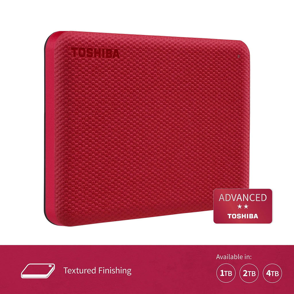 TOSHIBA Canvio Advance 1TB Portable External HDD, USB3.0 for PC Laptop Windows and Mac. 3 Years Warranty. External Hard Drive - Red