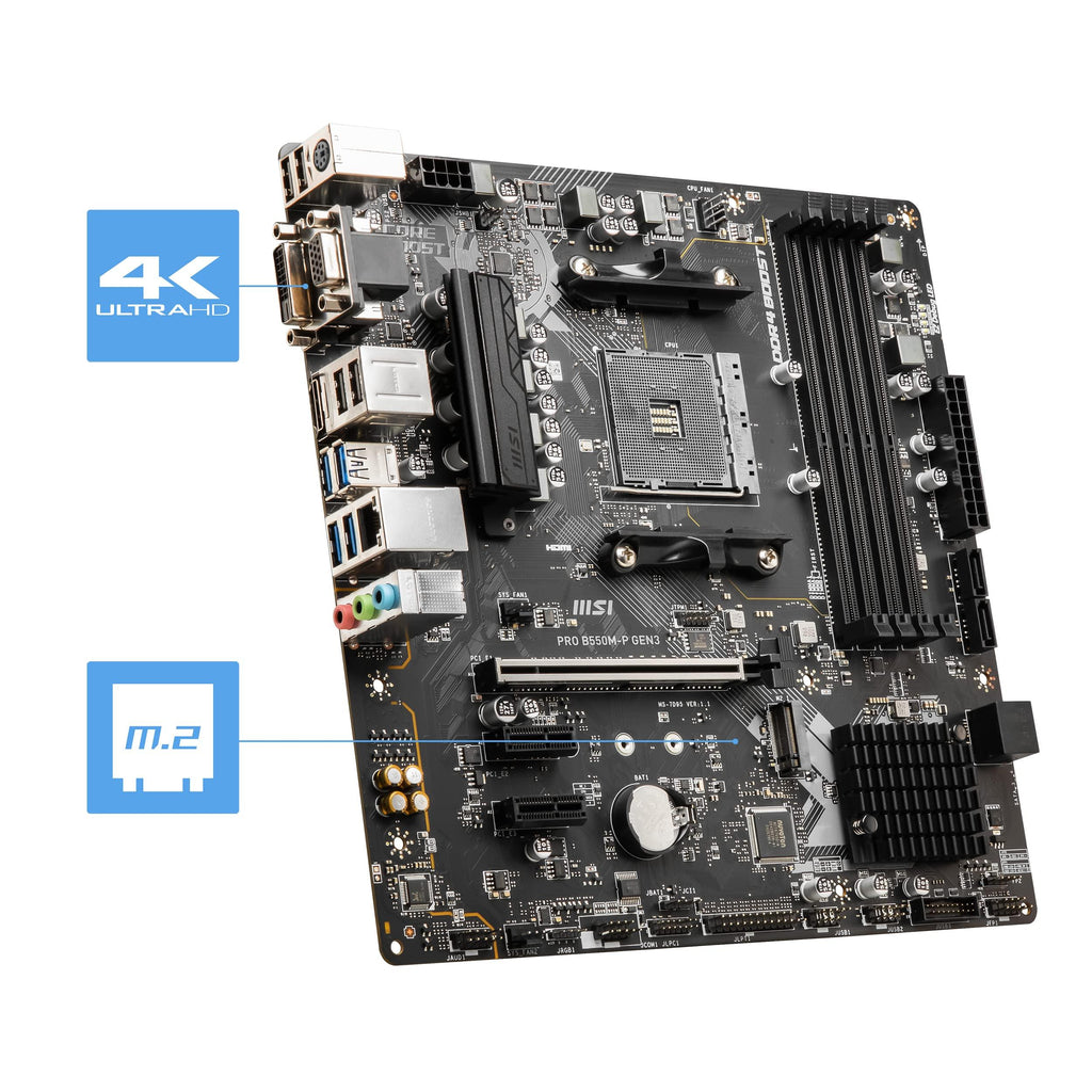 MSI PRO B550M-P GEN3 mATX Gaming Motherboard AMD Socket AM4 DDR4