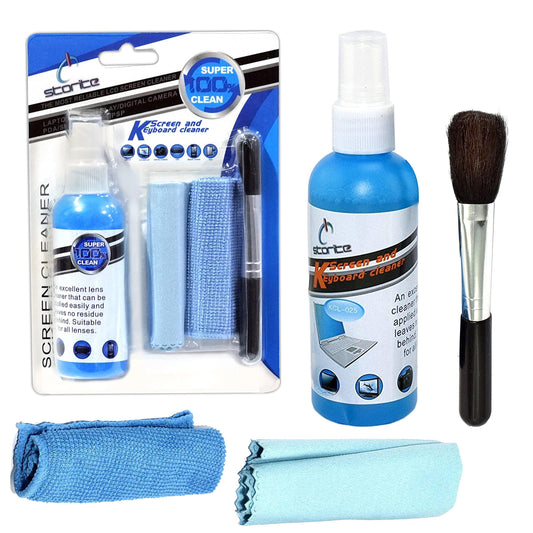 Storite 4 in 1 Professional Screen Cleaning Kit (100ML) for Laptops, Mobiles, LCD, LED, Computers, TV KCL-1025 (Includes Cleaning Solution, Cleaning Brush and 2 Microfiber Cloth)