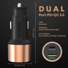 Duracell 38W Fast Car Charger Adapter with Dual Output. Quick Charge, Type C PD 20W & Qualcomm Certified 3.0 Compatible for iPhone, All Smartphones, Tablets & More (Copper & Black)