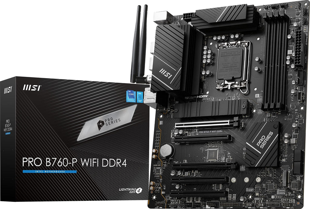 MSI PRO B760-P WiFi DDR4 ATX Motherboard- Powerful Performance, Reliable Connectivity, Sleek Design, Supports Intel Core 12th & 13th Gen Processors, DDR4, PCIe 5.0, USB 3.2 Gen2