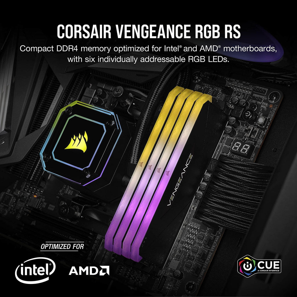 Corsair Vengeance RGB RS 8GB (1 x 8GB) DDR4 DRAM 3200MHz C16 Memory Kit (Black) - CMG8GX4M1E3200C16