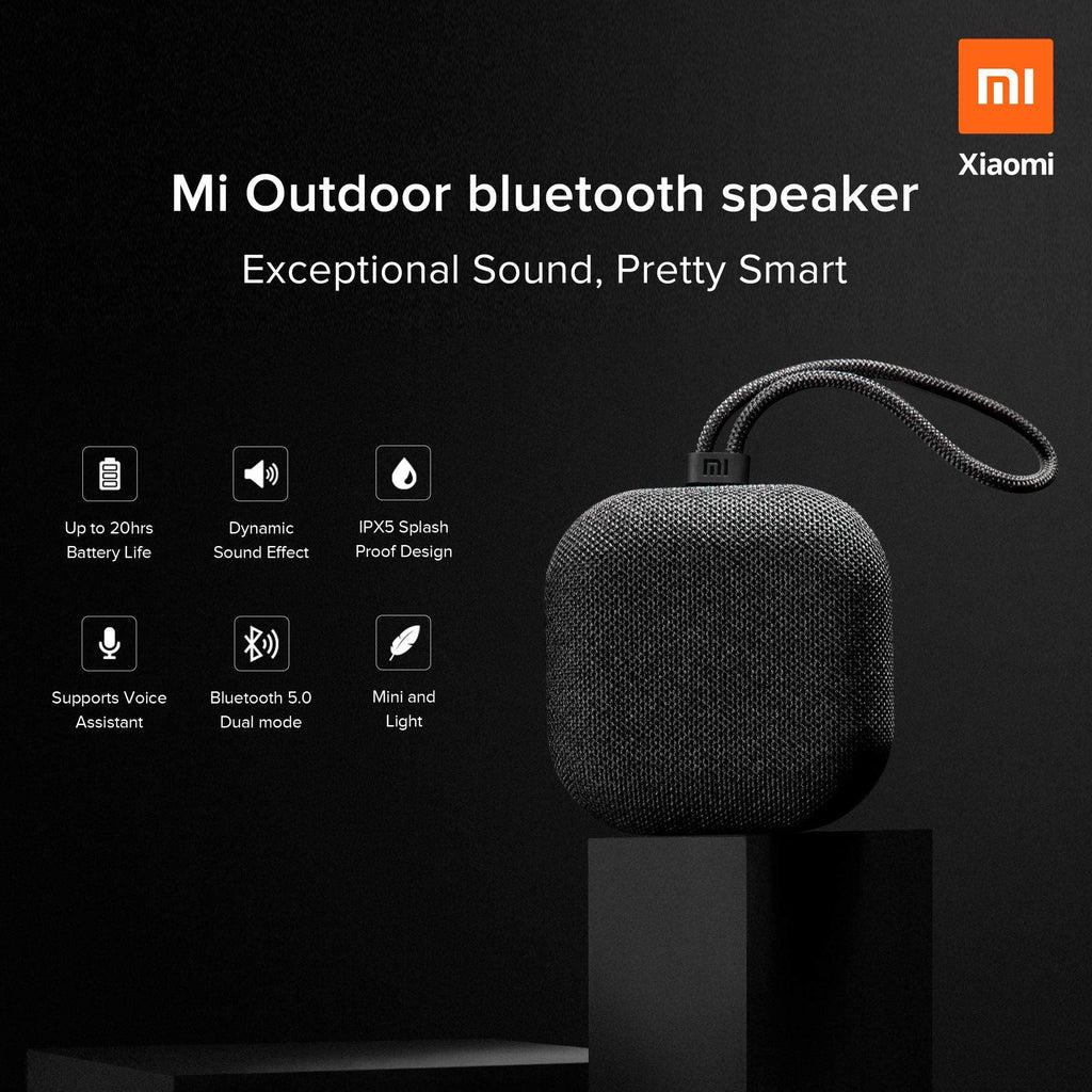 Mi Outdoor Bluetooth Speaker (5W) Up to 20 Hours Battery Life, Dynamic Sound Effect, Bluetooth 5.0, IPX5 Splash Proof, Compact & Premium Mesh Design