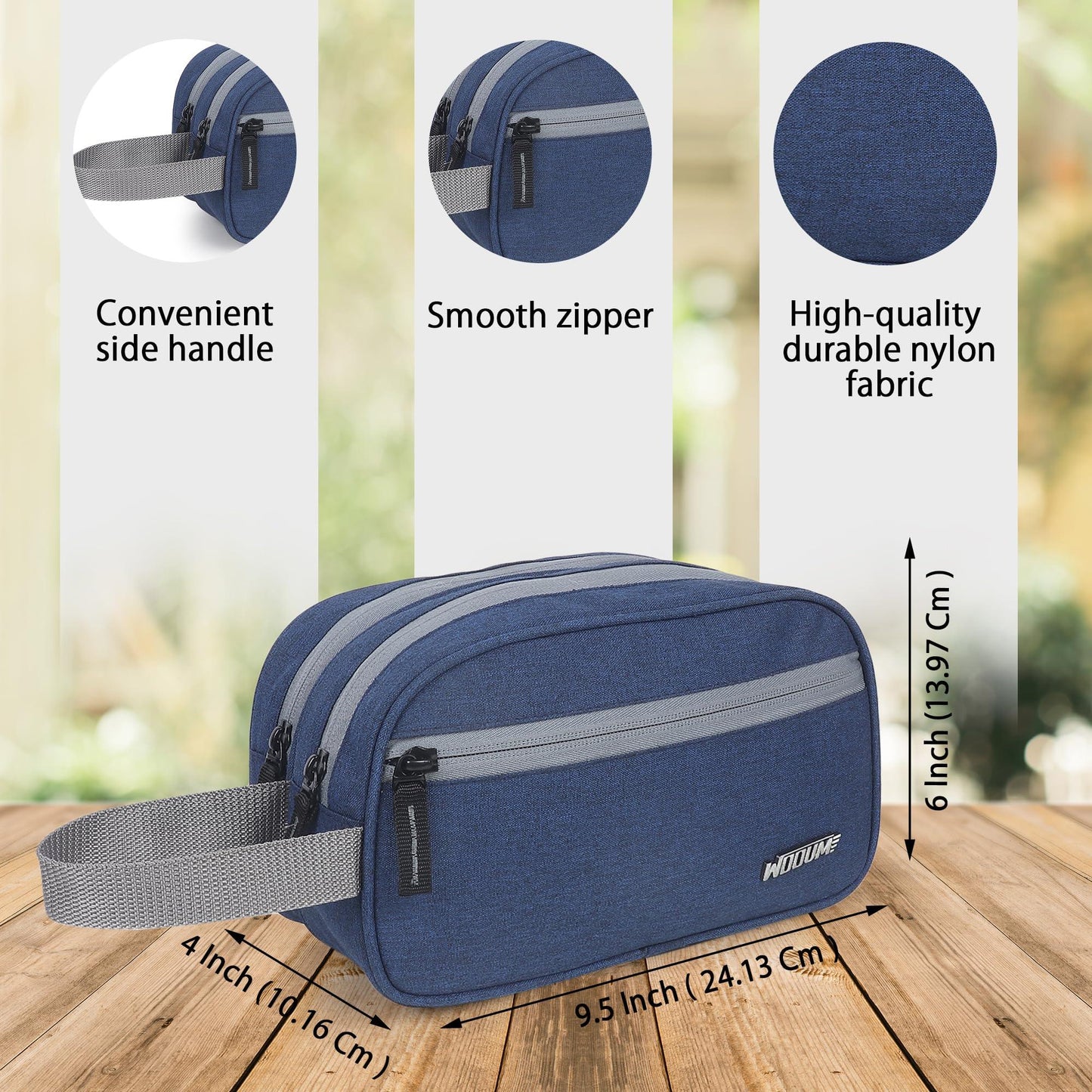 Wooum Polyester Toiletry Bag for Men & Women, Travel Pouch for Toiletries Shaving Kit & Cosmetics, Water Resistance Pouch for Travel Accessories, Organizer Travel Pouch for Make Up (Navy Blue)