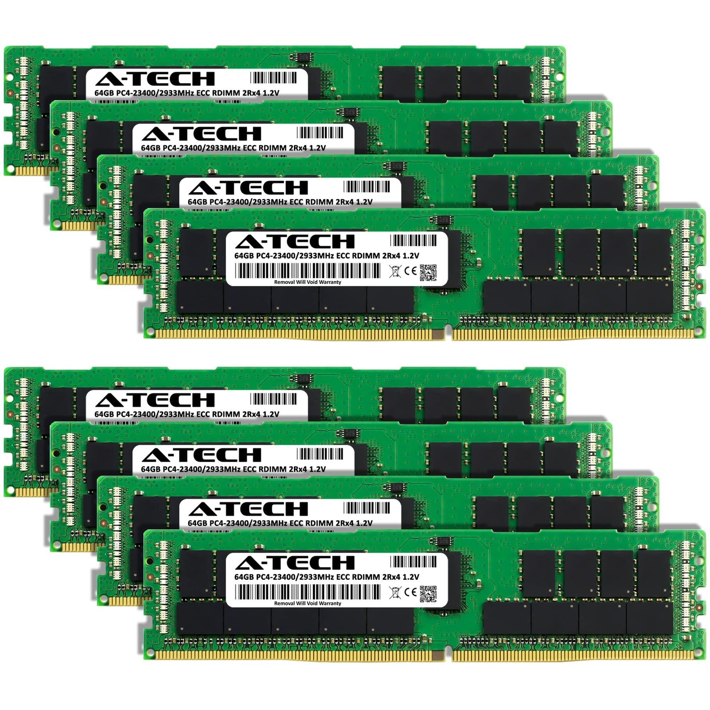 A-Tech 512GB Kit (8x64GB) DDR4 2933MHz PC4-23400 ECC RDIMM 2Rx4 1.2V Dual Rank ECC Registered DIMM 288-Pin Server & Workstation RAM Memory Upgrade Modules (A-Tech Enterprise Series) - Triveni World