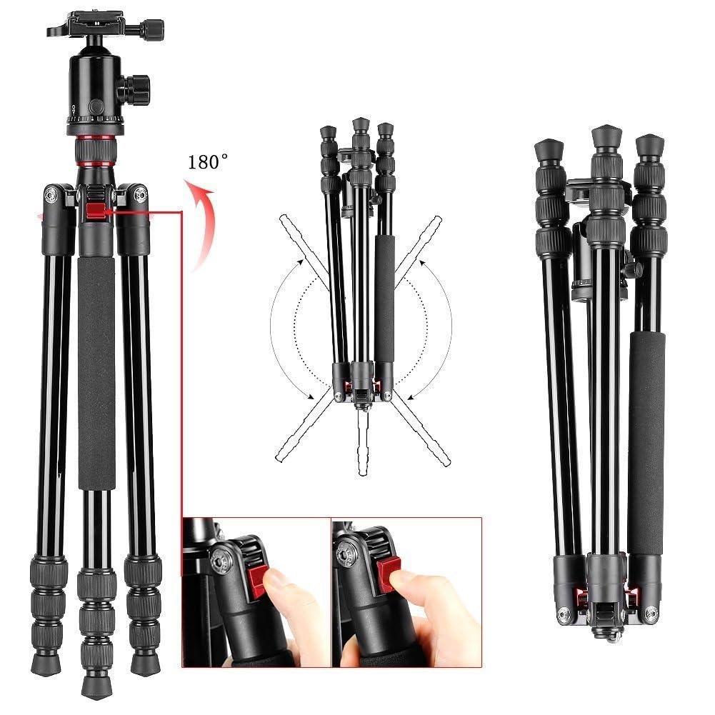 Adofys Professional Aluminium Alloy 67 inches/170 Centimeters Camera Travel Tripod Monopod with 360 Degree Ball Head,1/4 inch Quick Shoe Plate and Bag for DSLR Camera up to 12 kilograms - Triveni World