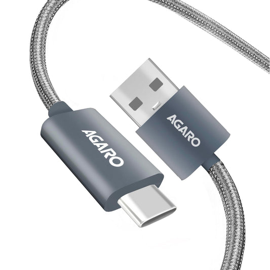 AGARO USB-A to Type C Cable, Unbreakable Braided Cable, 3A Fast Charging, Compatible with All Type C Devices Including Smartphones, Tablets etc, PD Technology, 1 M (3.2Ft), 480 Mbps Data Transmission - Triveni World