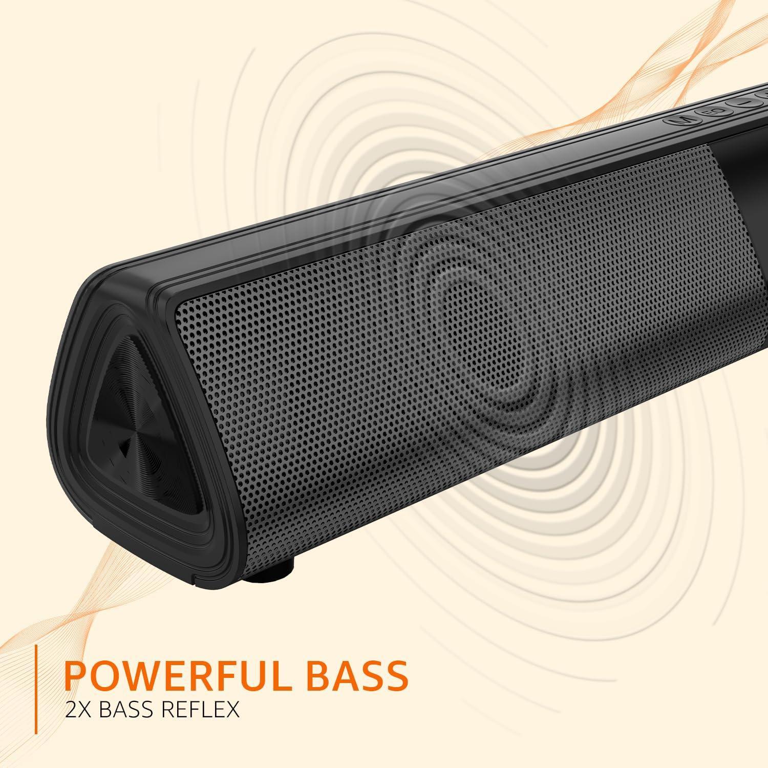 amazon basics 16W Bluetooth Soundbar Speaker with 2000mAh Battery | BT v5.3 | Aux/USB Port for Mobile, PC, Tablets, and Laptops (Black) - Triveni World