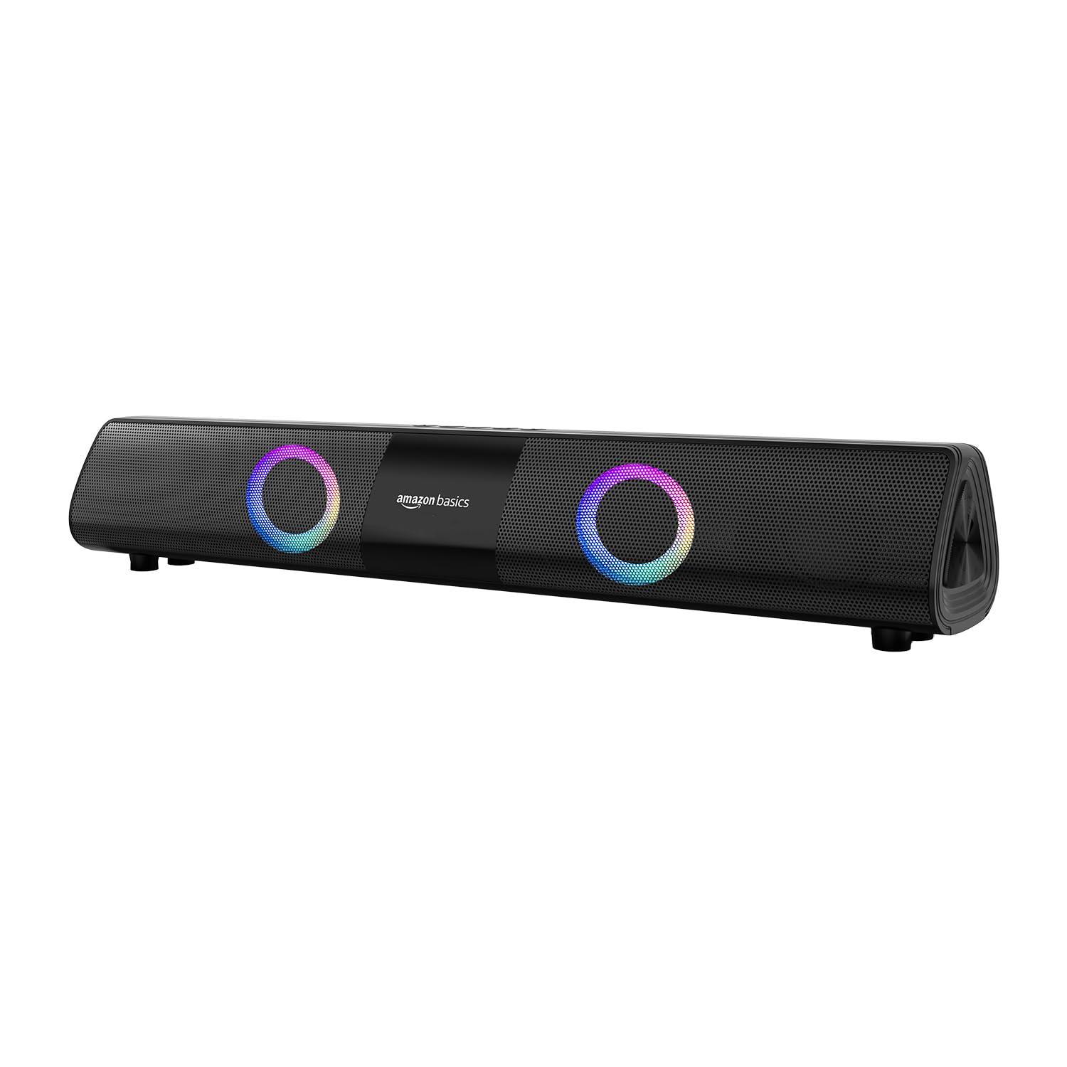 amazon basics 16W Bluetooth Soundbar Speaker with 2000mAh Battery | BT v5.3 | Aux/USB Port | RGB Party Lights - Triveni World