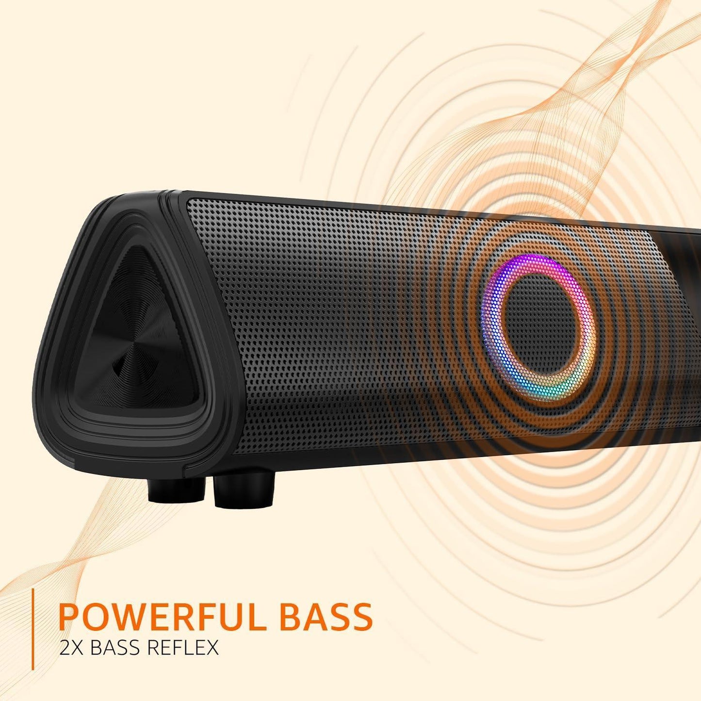 amazon basics 16W Bluetooth Soundbar Speaker with 2000mAh Battery | BT v5.3 | Aux/USB Port | RGB Party Lights - Triveni World