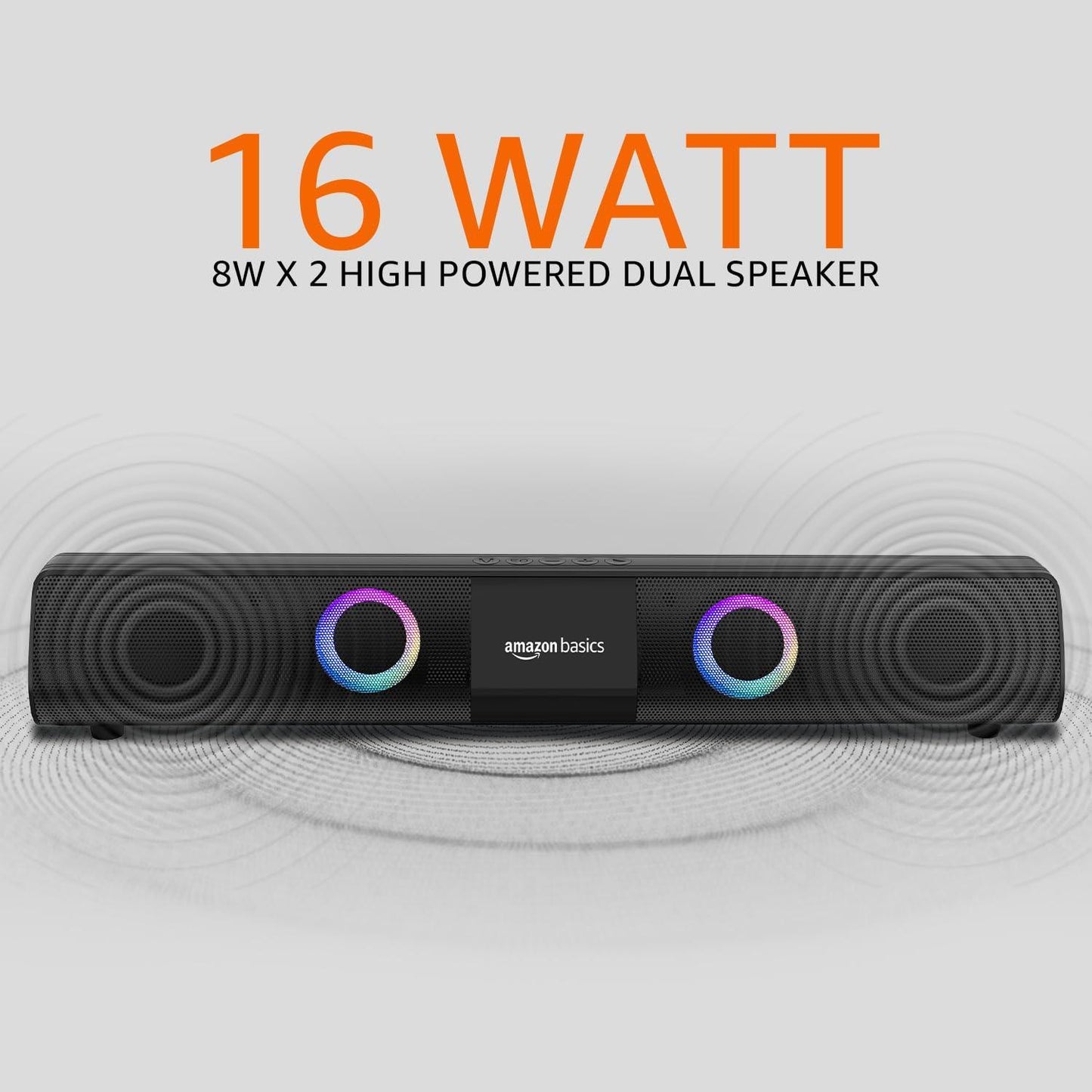 amazon basics 16W Bluetooth Soundbar Speaker with 2000mAh Battery | BT v5.3 | Aux/USB Port | RGB Party Lights - Triveni World