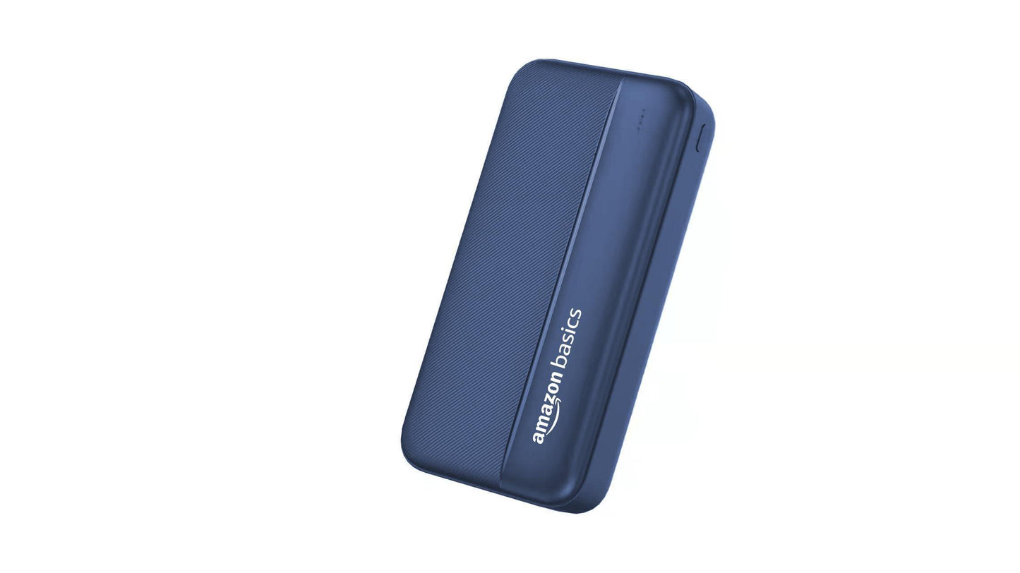 Amazon Basics 20000 mAh Power Bank | 22.5W Fast Charging | Dual Output & Input | Charge 3 Devices Simultaneously | for Smartphones, TWS Earbuds, Speakers, Tablets (Dark Blue) - Triveni World