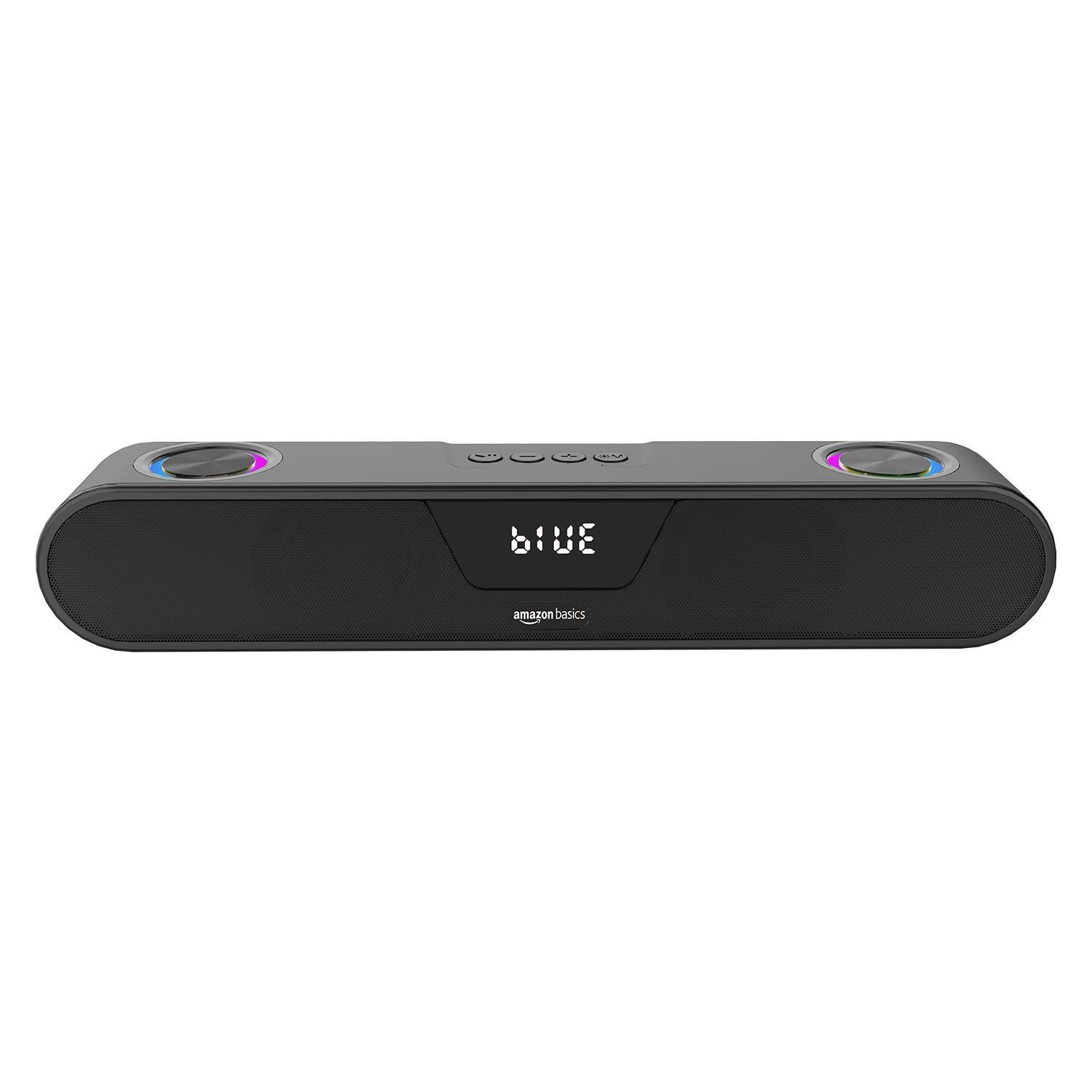 amazon basics 20W Bluetooth Soundbar Speaker with 2000mah Battery, BT v5.1, Aux, USB Port, LED Display and RGB Party Lights - Triveni World