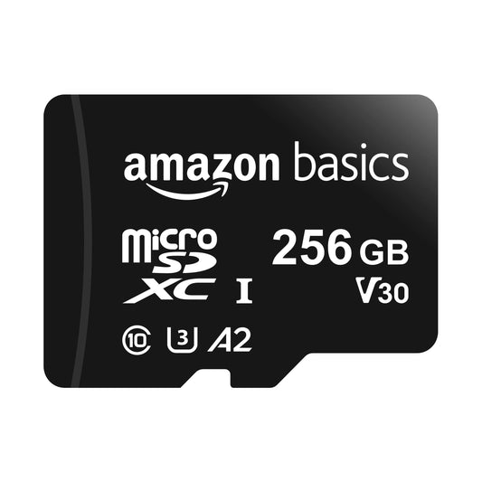 amazon basics 256Gb Microsdxc Memory Card with Full Size Adapter, 100Mb/S, U3 - Triveni World