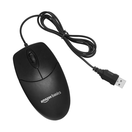 Amazon Basics Wired Mouse | 1000 DPI Optical Sensor | Plug and Play | Compatible with PC, Laptop (Black) - Triveni World