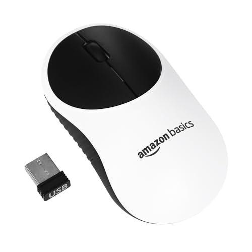 amazon basics Wireless Mouse | 2.4 Ghz with USB Nano Receiver | 1000 DPI Optical Tracking | Compatible with PC & Laptop (White & Black) - Triveni World