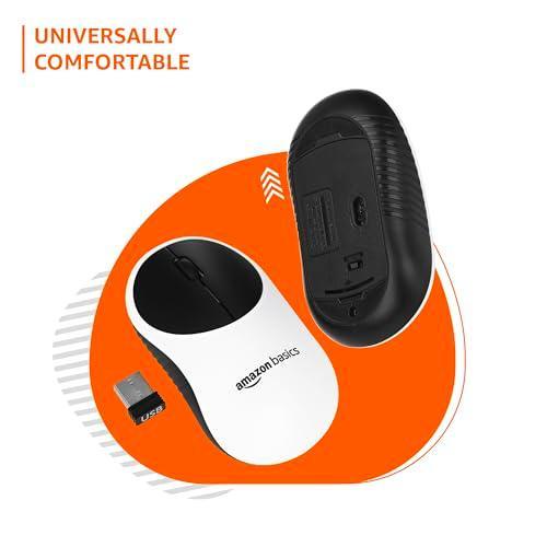 amazon basics Wireless Mouse | 2.4 Ghz with USB Nano Receiver | 1000 DPI Optical Tracking | Compatible with PC & Laptop (White & Black) - Triveni World