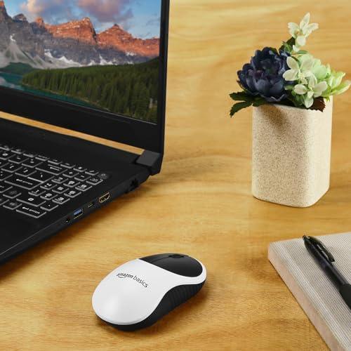 amazon basics Wireless Mouse | 2.4 Ghz with USB Nano Receiver | 1000 DPI Optical Tracking | Compatible with PC & Laptop (White & Black) - Triveni World