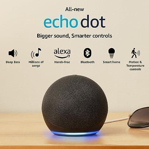 Amazon Echo Dot (5th Gen) | Smart speaker with Bigger sound, Motion Detection, Temperature Sensor, Alexa and Bluetooth| Black - Triveni World