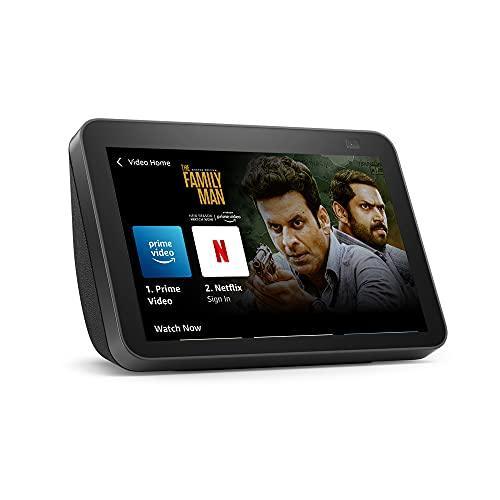 Amazon Echo Show 8 (2nd Gen) - Smart speaker with 8" HD screen, stereo sound & hands-free entertainment with Alexa (Black) - Triveni World