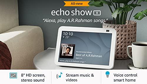 Amazon Echo Show 8 (2nd Gen) - Smart speaker with 8" HD screen, stereo sound & hands-free entertainment with Alexa (White) - Triveni World